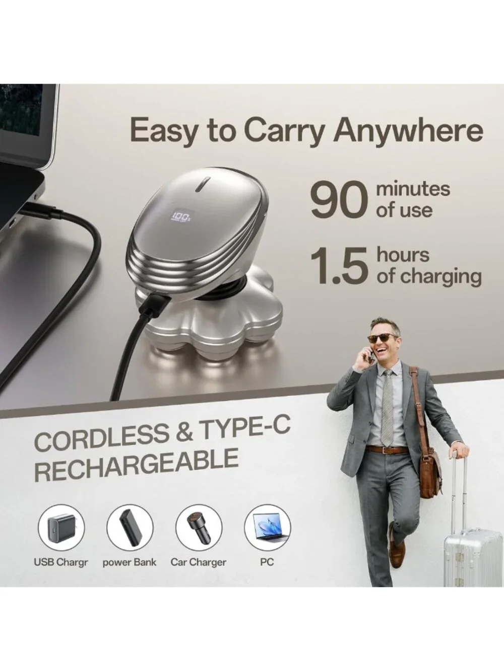 7D Waterproof Electric Head Shaver for Men - 5-in-1 Grooming Kit, Bald Care